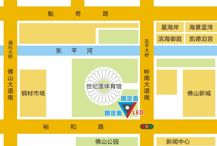 广东省佛山市顺德区?东平新城世纪莲led显示屏 点位图